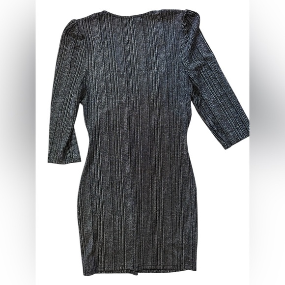 ✨ Abbeline Black Metallic Ribbed Mini Dress – Size Small in excellent condition - Picture 4 of 8